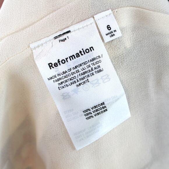 Reformation Shayla Bella Cream Floral Print V-Neck Dress 6 NEW Short Sleeve Maxi - Picture 7 of 8